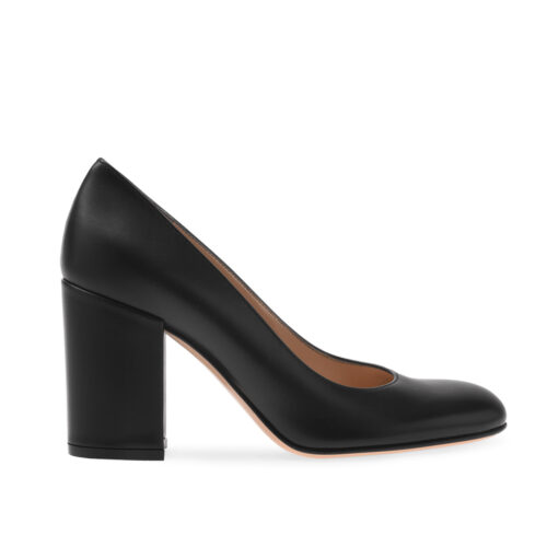 High Heel Black Shoes Chunky Heel Pumps for Women