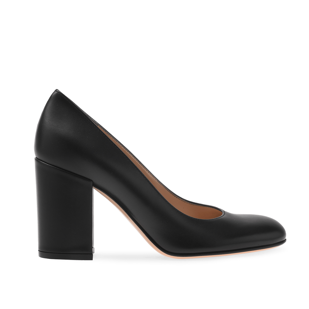 High Heel Black Shoes Chunky Heel Pumps for Women