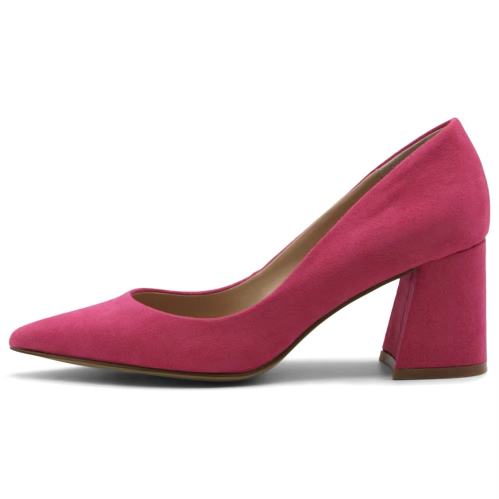 Women's Black Pointed Toe Block Heel Court Shoes