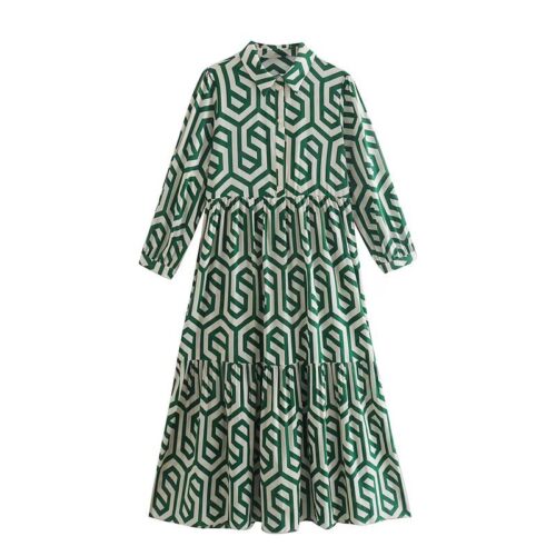 Ladies Three Quarter Midwaist Ruffle Dress
