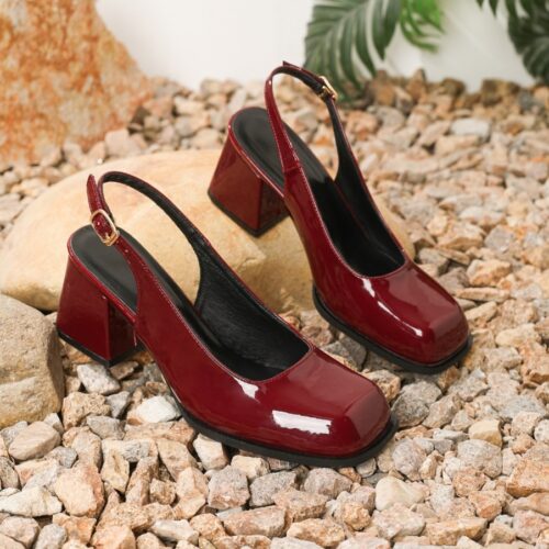 Women’s Extra-Large Size Square Toe High Heel Anti-Slip Summer Sandals