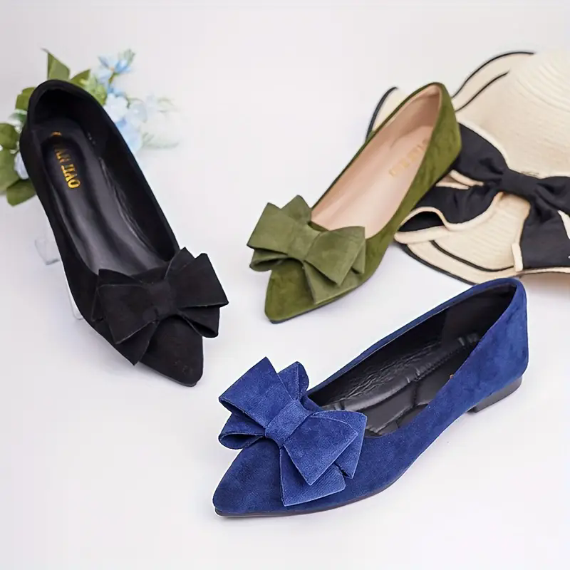 Women's Faux Suede Pointed Toe Ballet Flats