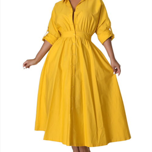 Women’s Long Sleeve Belted Shirt Dress