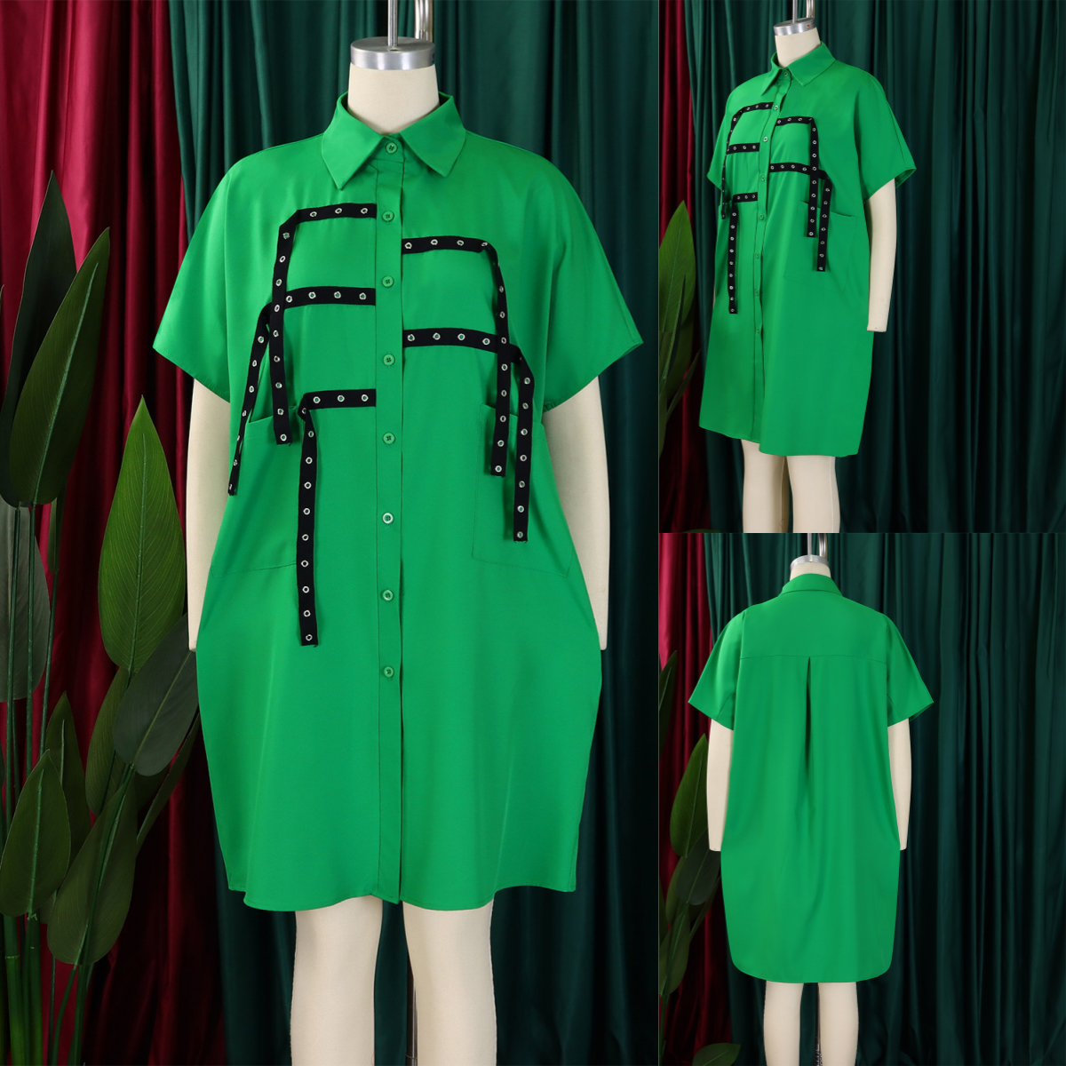 Women's Printed Midi Shirt Dress