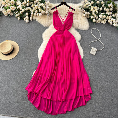Women’s Sleeveless Spaghetti Strap Midi Dress