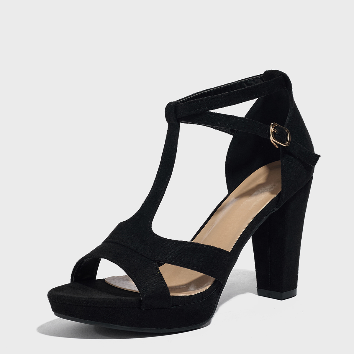Women's Strappy Open Toe Chunky Heel Sandals