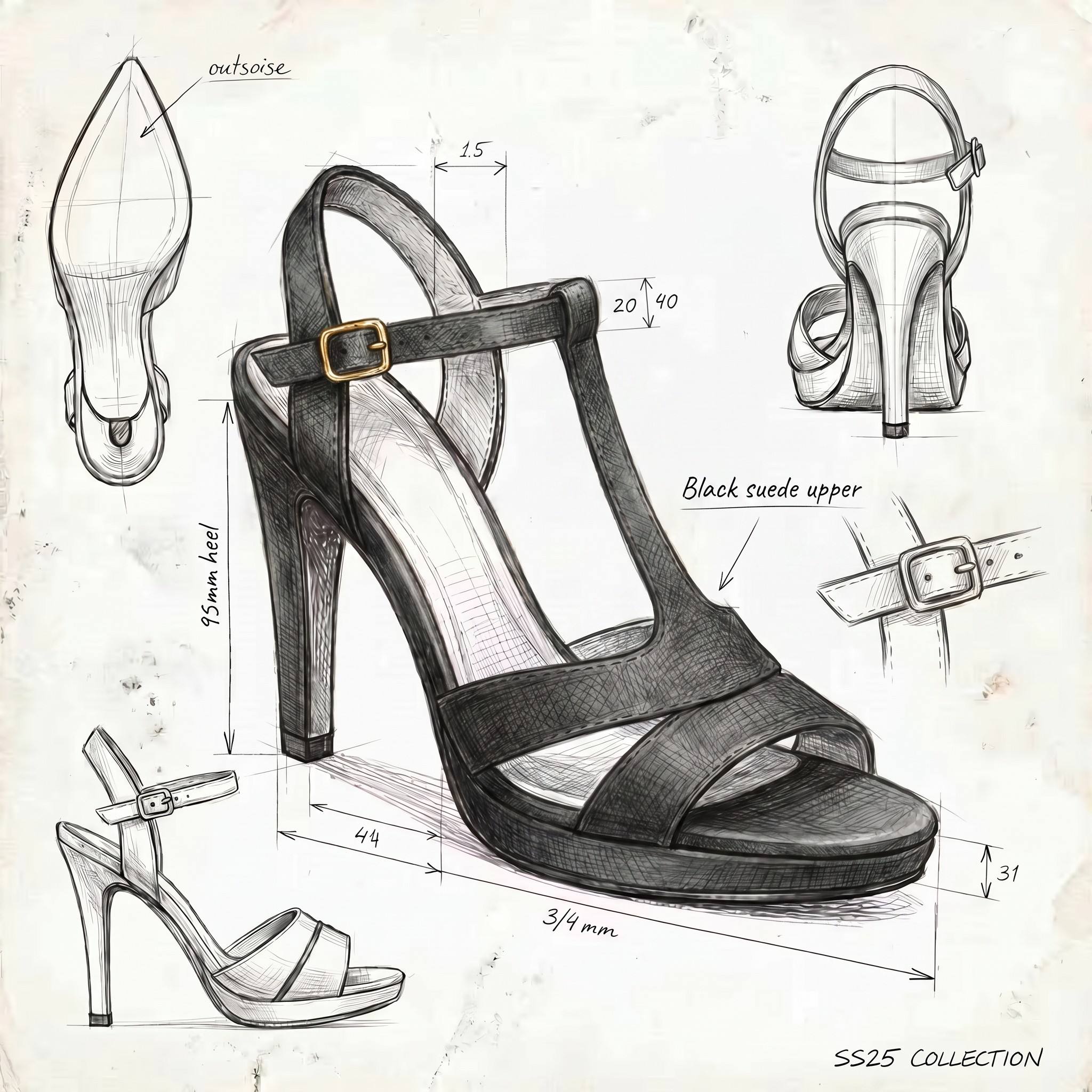 Women's Strappy Open Toe Chunky Heel Sandals